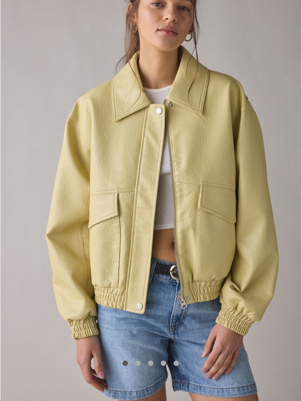 Topshop Women’s Light Yellow Relaxed Bomber Jacket